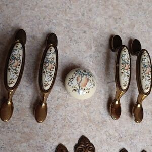 Vintage Gold and Cream Drawer Pulls
